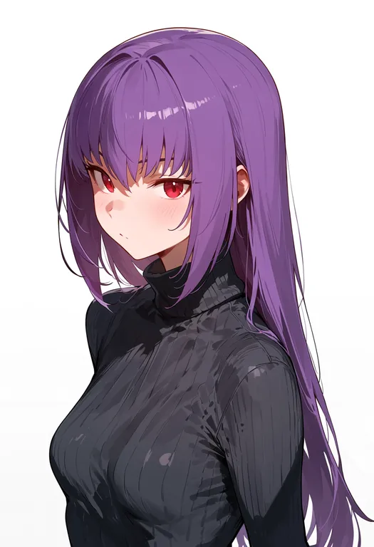 masterpiece, best quality, score_7, safe, scathach (lancer) (fate), solo, upper body, simple background — by k3scat, made with ComfyUI