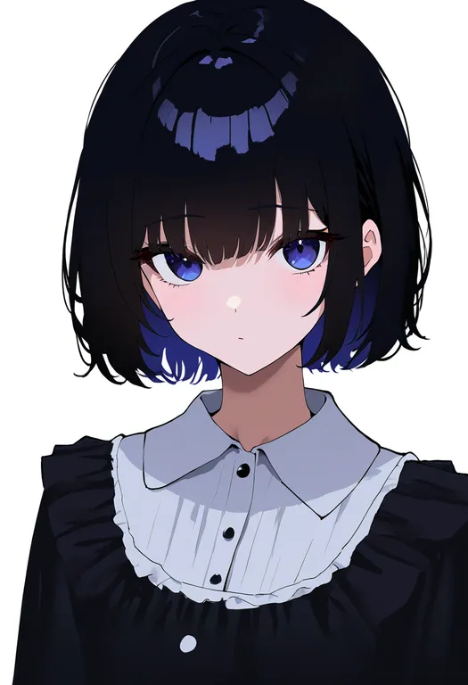 masterpiece, best quality, newest, absurdres, highres, safe, frilled_shirt_collar, 1girl, solo, simple_background — by k3scat, made with ComfyUI