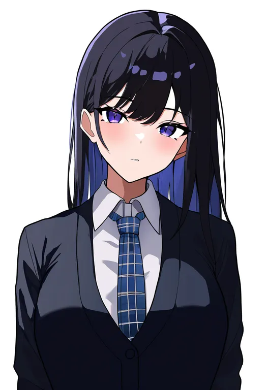 masterpiece, best quality, newest, absurdres, highres, safe, plaid_necktie, 1girl, solo, simple_background — by k3scat, made with ComfyUI