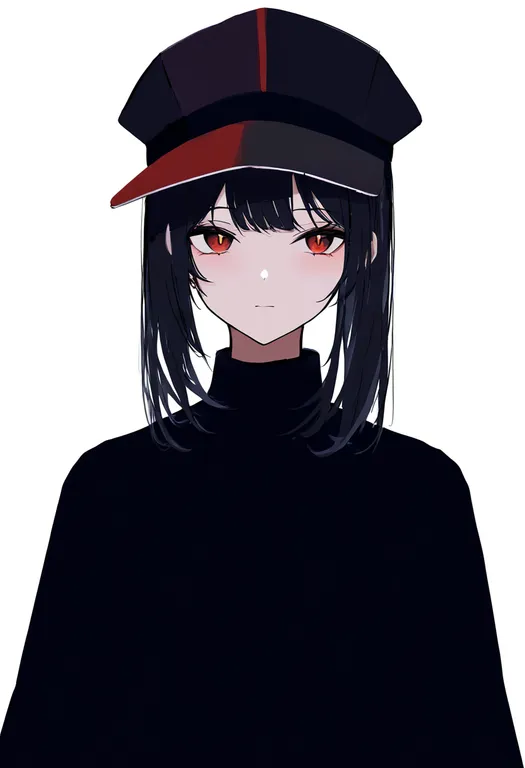 masterpiece, best quality, newest, absurdres, highres, safe, two-tone_hat, 1girl, solo, simple_background — by k3scat, made with ComfyUI