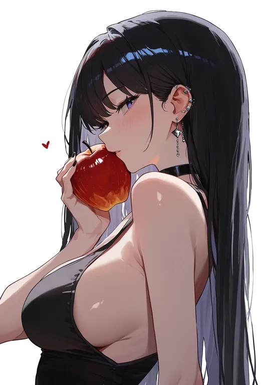 masterpiece, best quality, score_7, safe, apple, 1girl, solo, upper body, simple background — by k3scat, made with ComfyUI
