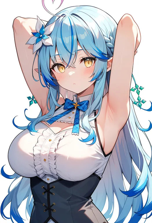 masterpiece, best quality, score_7, safe, yukimin (yukihana lamy), solo, upper body, simple background — by k3scat, made with ComfyUI