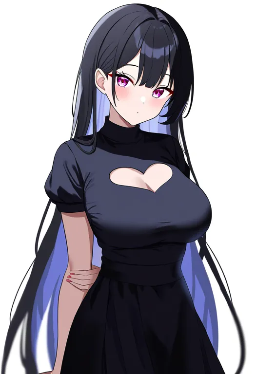 masterpiece, best quality, newest, absurdres, highres, safe, heart_cutout, 1girl, solo, simple_background — by k3scat, made with ComfyUI