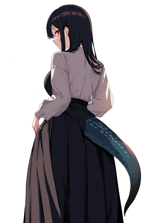 masterpiece, best quality, newest, absurdres, highres, safe, lizard_tail, 1girl, solo, simple_background — by k3scat, made with ComfyUI