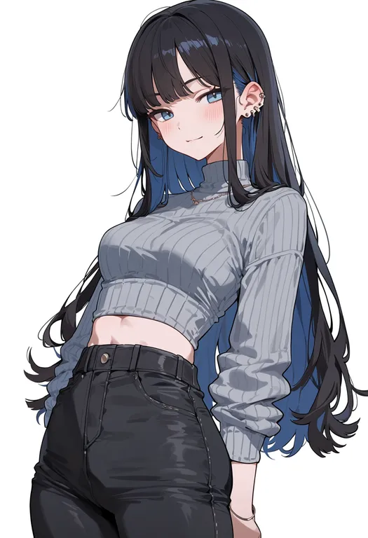 masterpiece, best quality, score_7, safe, cut bangs, 1girl, solo, simple background — by k3scat, made with ComfyUI