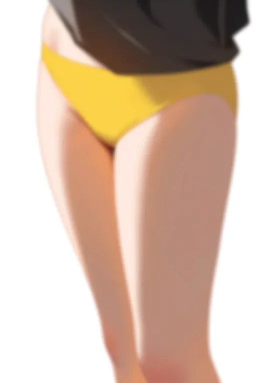 masterpiece, best quality, newest, absurdres, highres, safe, yellow_panties, 1girl, solo, simple_background — by k3scat, made with ComfyUI