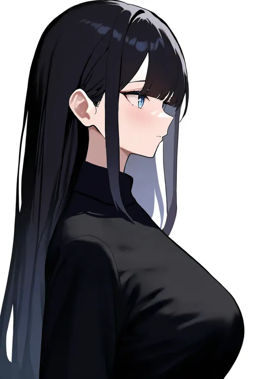 masterpiece, best quality, newest, absurdres, highres, safe, blunt_sidelocks, 1girl, solo, simple_background — by k3scat, made with ComfyUI