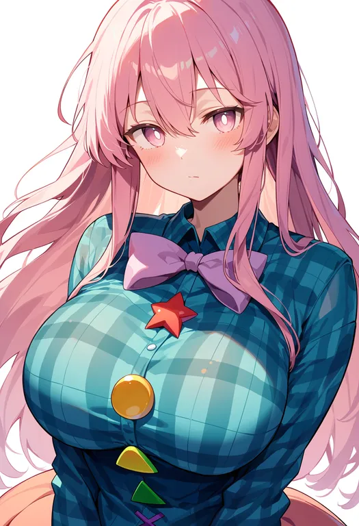 masterpiece, best quality, score_7, safe, hata no kokoro, touhou, solo, upper body, simple background — by k3scat, made with ComfyUI