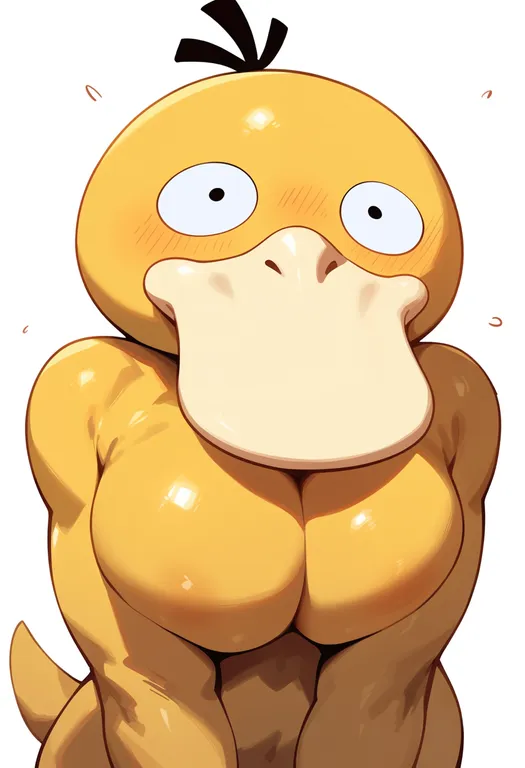 masterpiece, best quality, score_7, safe, psyduck, solo, upper body, simple background — by k3scat, made with ComfyUI