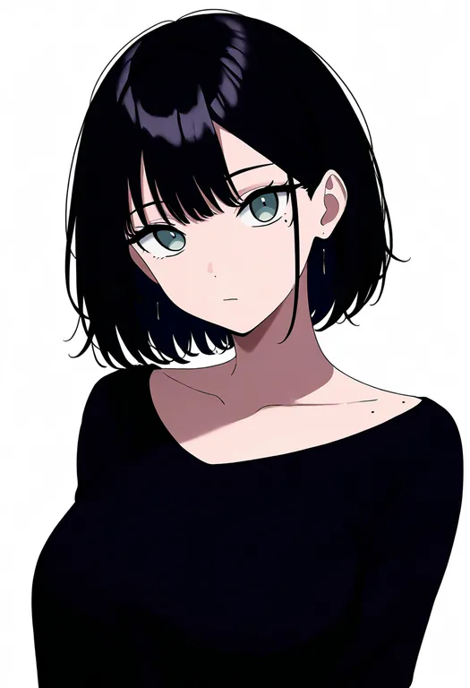 masterpiece, best quality, newest, absurdres, highres, safe, mole_on_shoulder, 1girl, solo, simple_background — by k3scat, made with ComfyUI