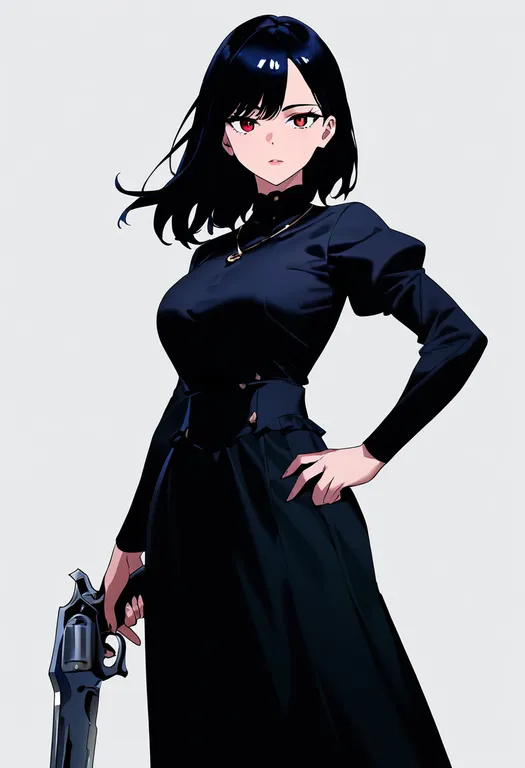masterpiece, best quality, newest, absurdres, highres, safe, gunblade, 1girl, solo, simple_background — by k3scat, made with ComfyUI