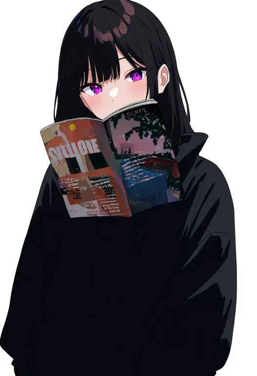 masterpiece, best quality, newest, absurdres, highres, safe, magazine_(object), 1girl, solo, simple_background — by k3scat, made with ComfyUI