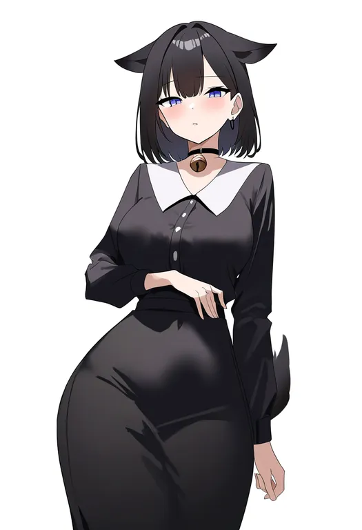 masterpiece, best quality, newest, absurdres, highres, safe, tail_bell, 1girl, solo, simple_background — by k3scat, made with ComfyUI