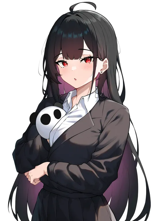 masterpiece, best quality, newest, absurdres, highres, safe, stuffed_panda, 1girl, solo, simple_background — by k3scat, made with ComfyUI