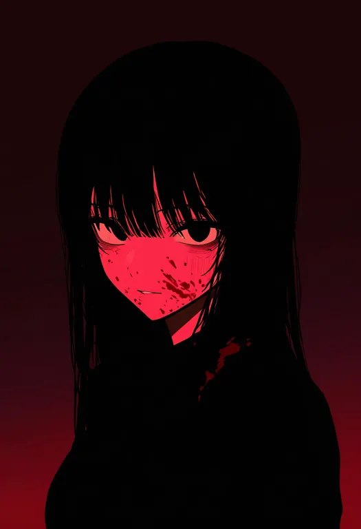masterpiece, best quality, newest, absurdres, highres, safe, blood_on_clothes, 1girl, solo, simple_background — by k3scat, made with ComfyUI
