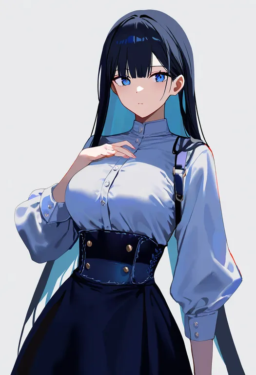 masterpiece, best quality, newest, absurdres, highres, safe, blue_corset, 1girl, solo, simple_background — by k3scat, made with ComfyUI
