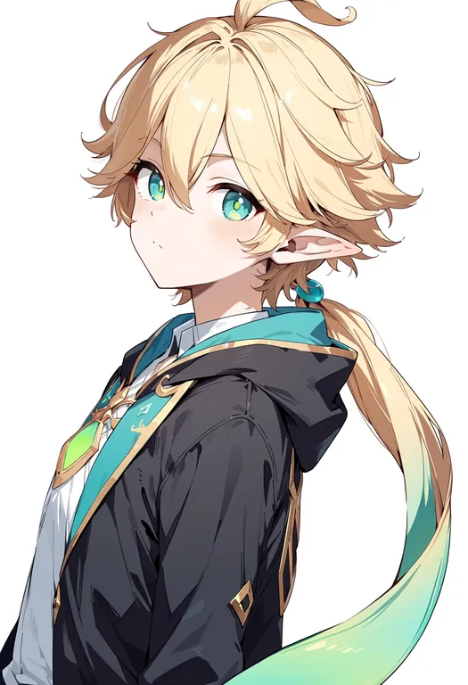 masterpiece, best quality, score_7, safe, ezreal, solo, upper body, simple background — by k3scat, made with ComfyUI