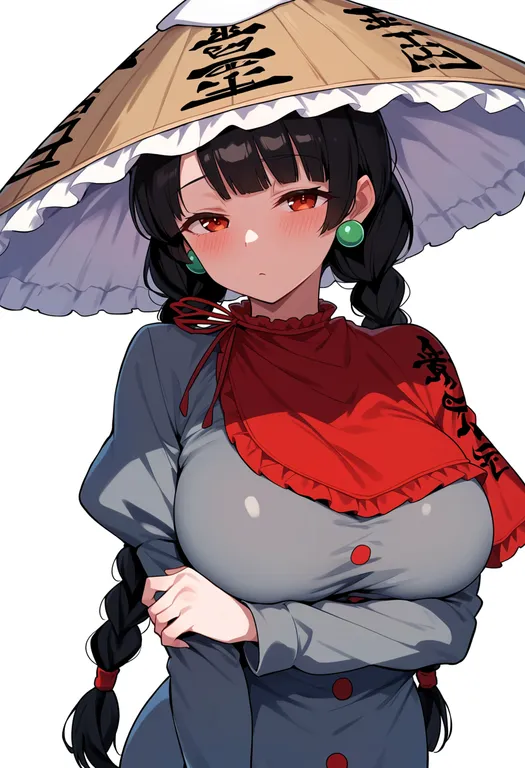 masterpiece, best quality, score_7, safe, yatadera narumi, solo, upper body, simple background — by k3scat, made with ComfyUI