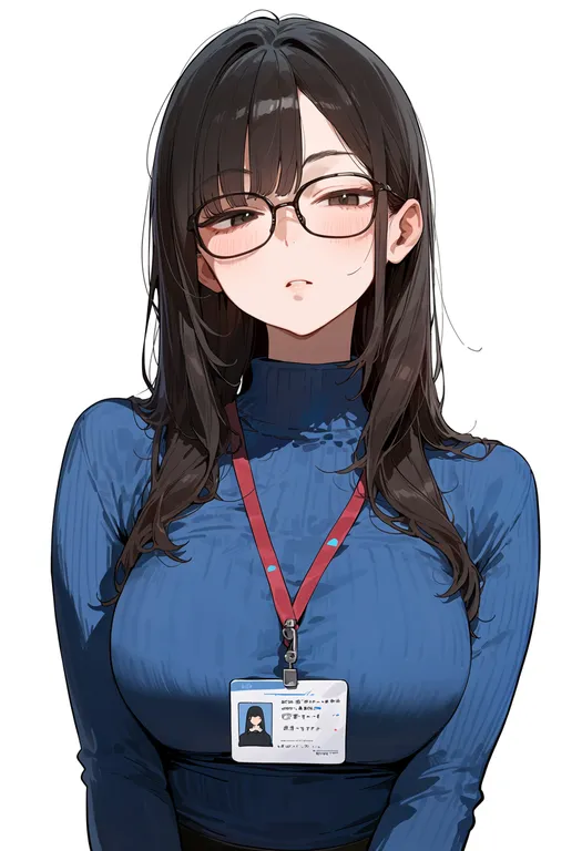 masterpiece, best quality, score_7, safe, id card, 1girl, solo, upper body, simple background — by k3scat, made with ComfyUI