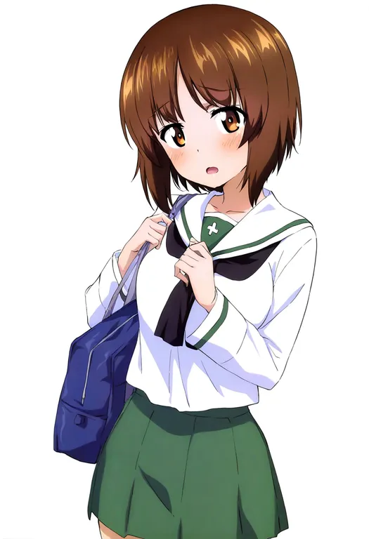 masterpiece, best quality, newest, absurdres, highres, safe, ooarai_school_uniform, 1girl, solo, simple_background — by k3scat, made with ComfyUI