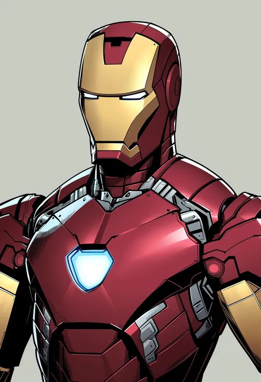 masterpiece, best quality, score_7, safe, iron man, solo, upper body, simple background — by k3scat, made with ComfyUI