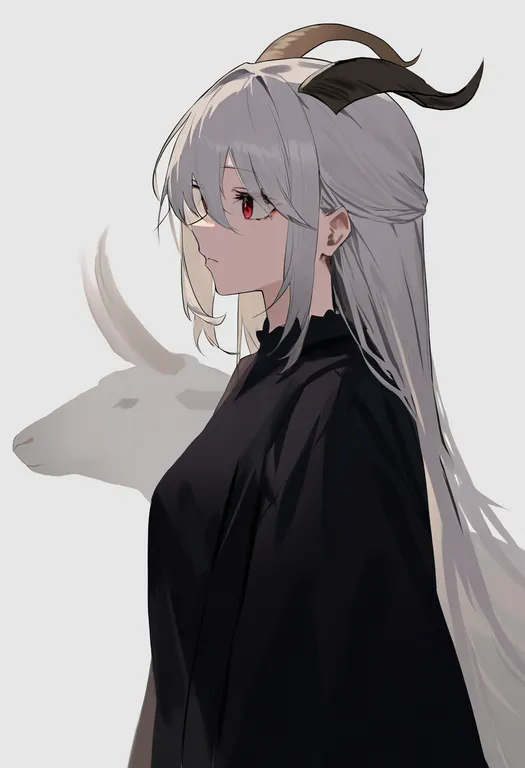 masterpiece, best quality, newest, absurdres, highres, safe, goat, 1girl, solo, simple_background — by k3scat, made with ComfyUI