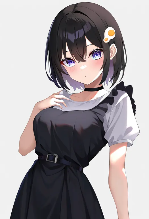 masterpiece, best quality, newest, absurdres, highres, safe, egg_hair_ornament, 1girl, solo, simple_background — by k3scat, made with ComfyUI