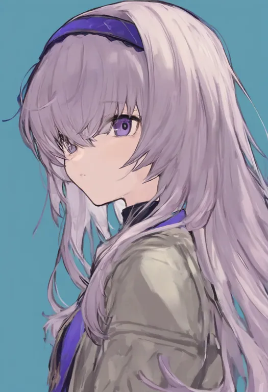 masterpiece, best quality, general, purple hairband, 1girl, solo, simple background — by k3scat, made with ComfyUI