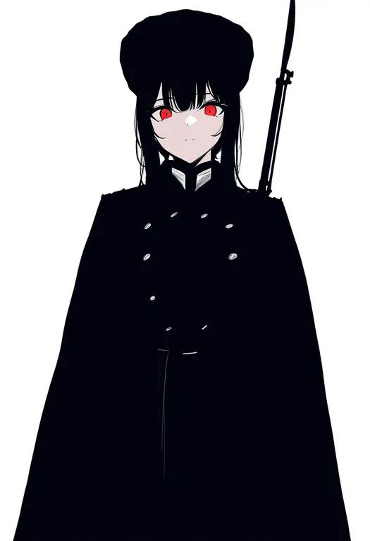 masterpiece, best quality, newest, absurdres, highres, safe, bayonet, 1girl, solo, simple_background — by k3scat, made with ComfyUI