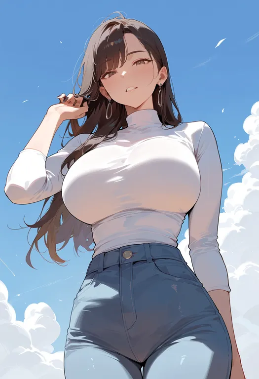 masterpiece, best quality, score_7, safe, sky, 1girl, solo, simple background — by k3scat, made with ComfyUI