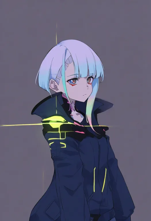 masterpiece, best quality, general, cyberpunk (series), solo, simple background — by k3scat, made with ComfyUI