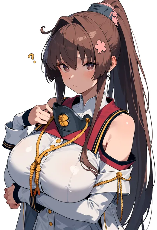 masterpiece, best quality, score_7, safe, yamato kai ni (kancolle), solo, upper body, simple background — by k3scat, made with ComfyUI