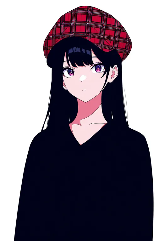 masterpiece, best quality, newest, absurdres, highres, safe, plaid_hat, 1girl, solo, simple_background — by k3scat, made with ComfyUI