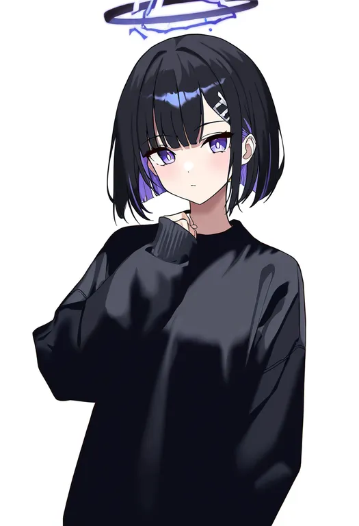 masterpiece, best quality, newest, absurdres, highres, safe, broken_halo, 1girl, solo, simple_background — by k3scat, made with ComfyUI