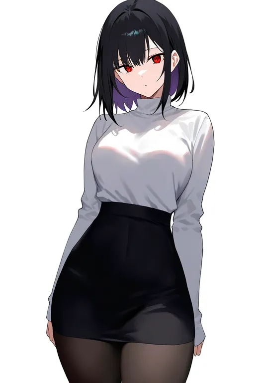 masterpiece, best quality, newest, absurdres, highres, safe, high-waist_pantyhose, 1girl, solo, simple_background — by k3scat, made with ComfyUI
