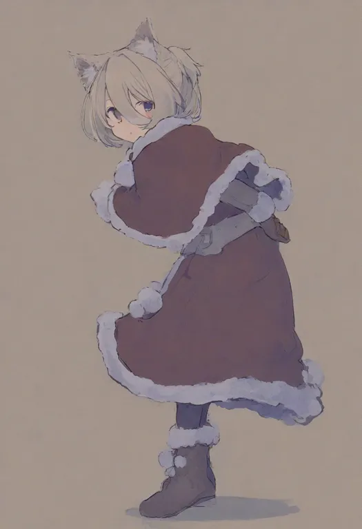 masterpiece, best quality, general, fur-trimmed capelet, 1girl, solo, simple background — by k3scat, made with ComfyUI