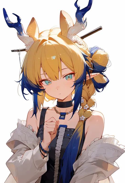 masterpiece, best quality, score_7, safe, shu (spring feast) (arknights), arknights, solo, upper body, simple background — by k3scat, made with ComfyUI