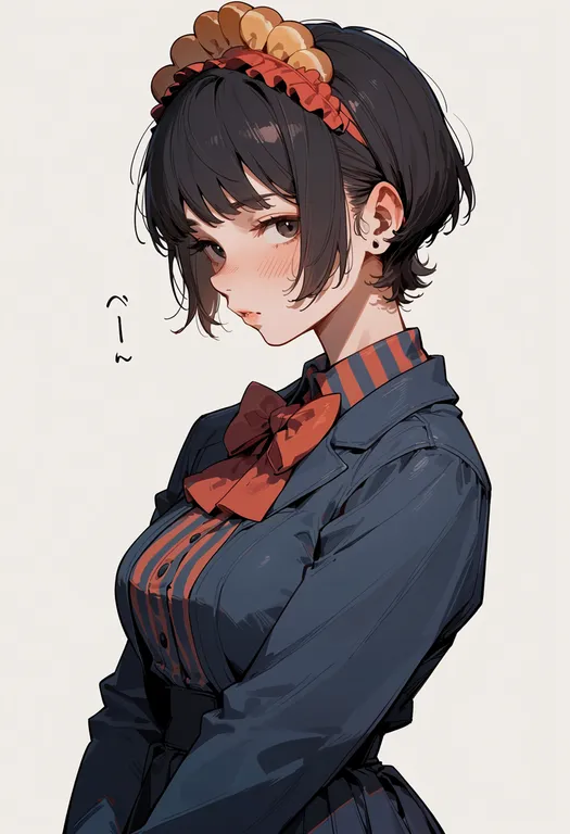 masterpiece, best quality, score_7, safe, old-fashioned donut, 1girl, solo, upper body, simple background — by k3scat, made with ComfyUI