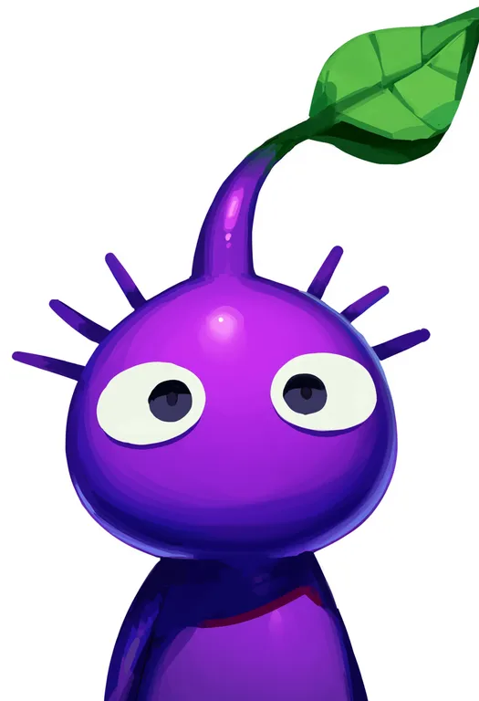 masterpiece, best quality, score_7, safe, purple pikmin, solo, upper body, simple background — by k3scat, made with ComfyUI