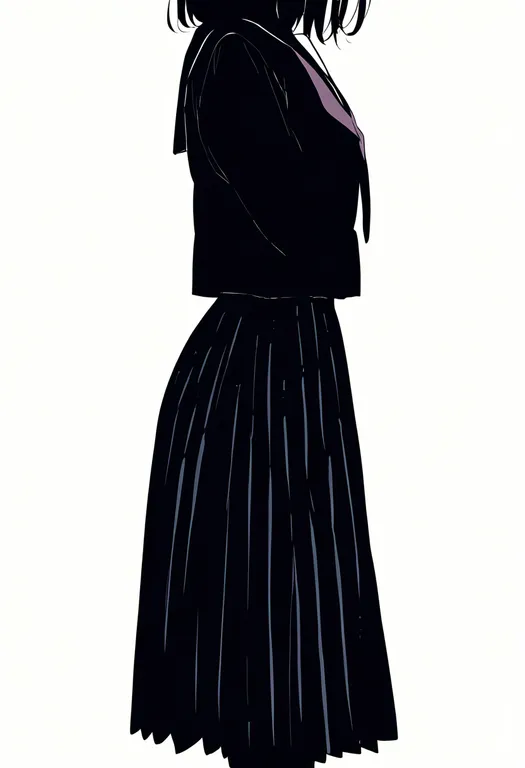 masterpiece, best quality, newest, absurdres, highres, safe, vertical-striped_skirt, 1girl, solo, simple_background — by k3scat, made with ComfyUI