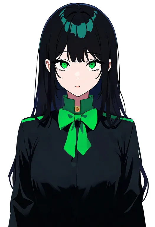 masterpiece, best quality, newest, absurdres, highres, safe, green_collar, 1girl, solo, simple_background — by k3scat, made with ComfyUI