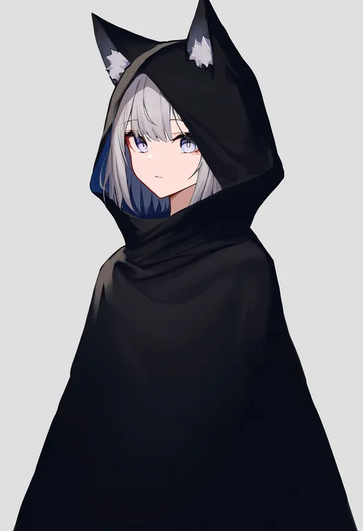 masterpiece, best quality, newest, absurdres, highres, safe, ears_through_hood, 1girl, solo, simple_background — by k3scat, made with ComfyUI