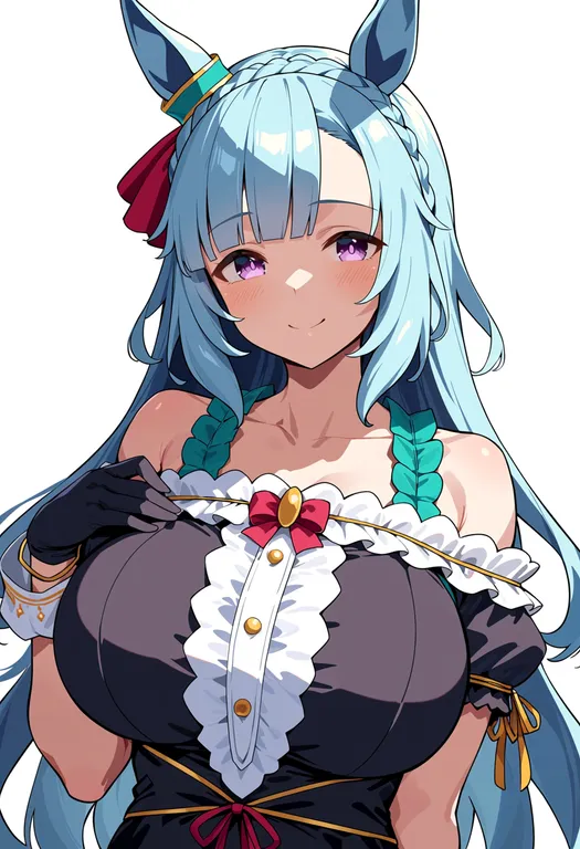 masterpiece, best quality, score_7, safe, mejiro ardan (umamusume), umamusume, solo, upper body, simple background — by k3scat, made with ComfyUI