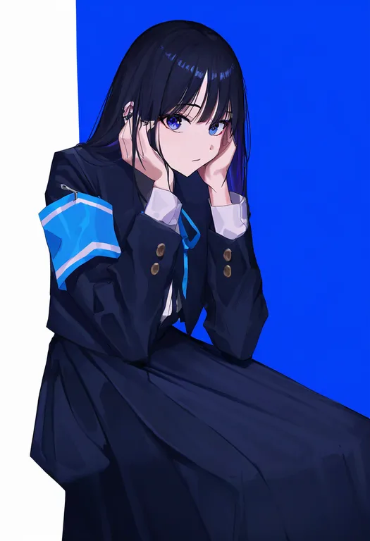 masterpiece, best quality, newest, absurdres, highres, safe, blue_armband, 1girl, solo, simple_background — by k3scat, made with ComfyUI