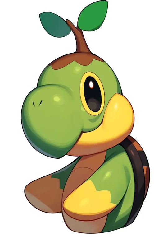 masterpiece, best quality, score_7, safe, turtwig, solo, upper body, simple background — by k3scat, made with ComfyUI