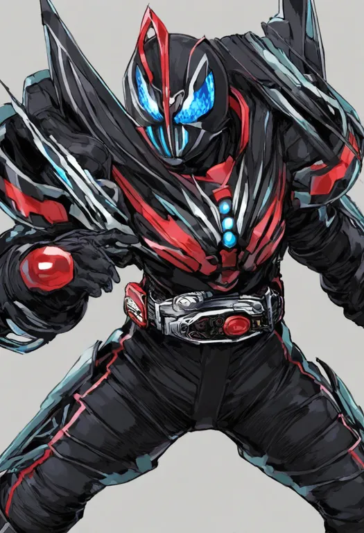 masterpiece, best quality, general, kamen rider 555, solo, simple background — by k3scat, made with ComfyUI