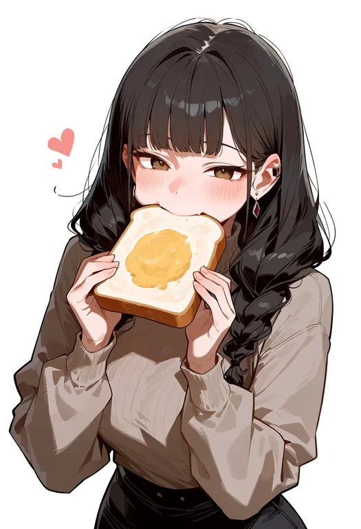 masterpiece, best quality, score_7, safe, bread slice, 1girl, solo, upper body, simple background — by k3scat, made with ComfyUI