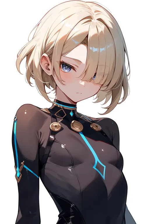 masterpiece, best quality, score_7, safe, freminet (genshin impact), genshin impact, solo, upper body, simple background — by k3scat, made with ComfyUI