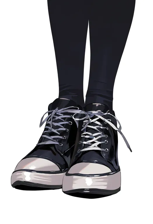 masterpiece, best quality, newest, absurdres, highres, safe, shoelaces, 1girl, solo, simple_background — by k3scat, made with ComfyUI