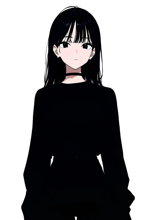 masterpiece, best quality, newest, absurdres, highres, safe, black_pants, 1girl, solo, simple_background — by k3scat, made with ComfyUI
